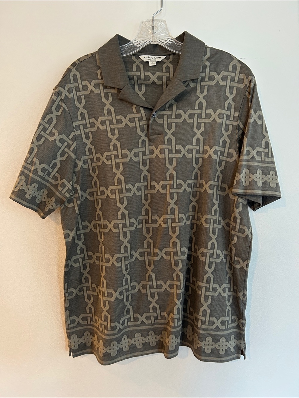 Autograph Men's Olive & Light Olive Geometric Polo